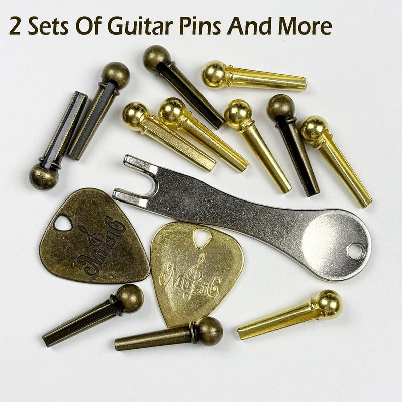 Junlego 12 Metal Acoustic Guitar Bridge Pins And Guitar Bridge Pins Remover With 2 Metal Guitar Picks - Image 2